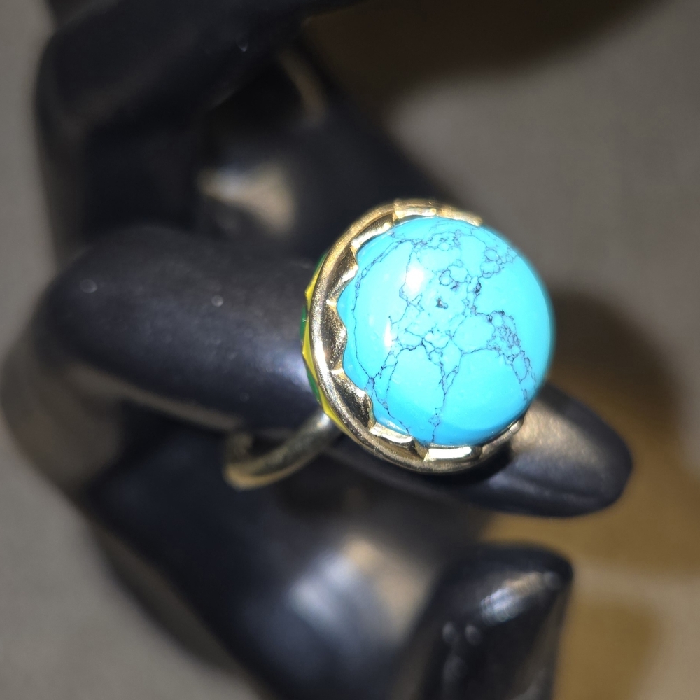 Turquoise and Gold Statement Costume Ring